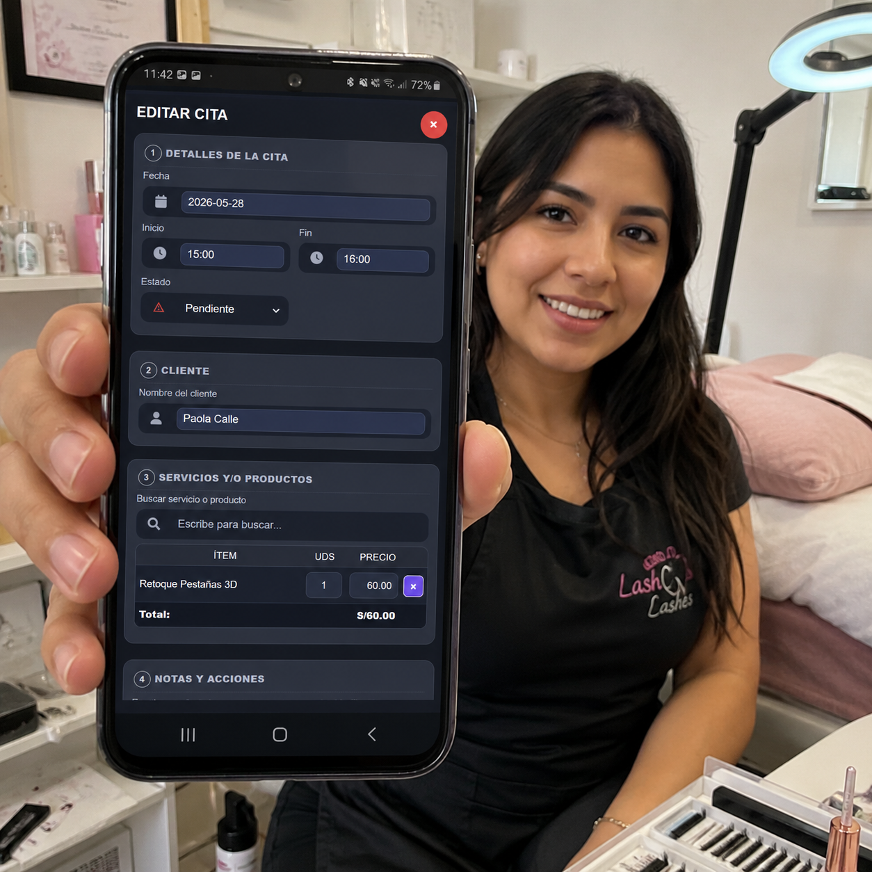 Calendario digital para negocios de belleza con semana y horarios